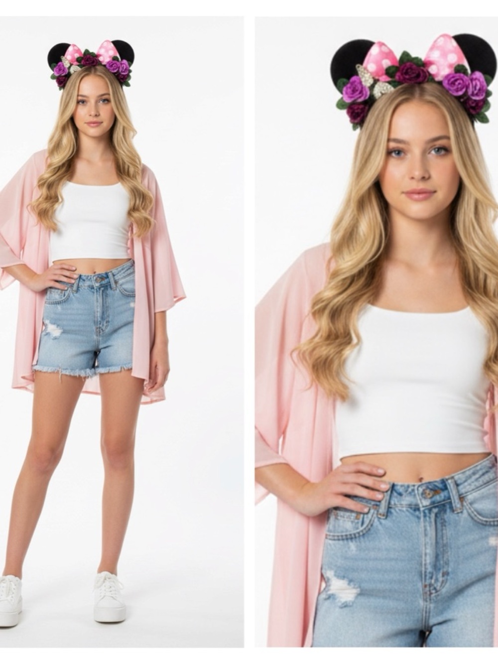 Disney Inspired Minnie Ears Flower Crown Kids/Adults  Minnie Flower Crown - Picture 3 of 7